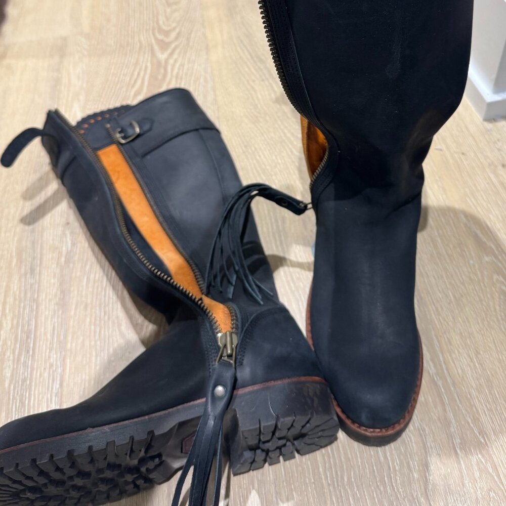 Penelope Chilvers Leather Black Tassel boots
